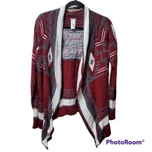 *Charlotte Russe Red, Gray, White Cardigan Western Boho Medium Country Cottage